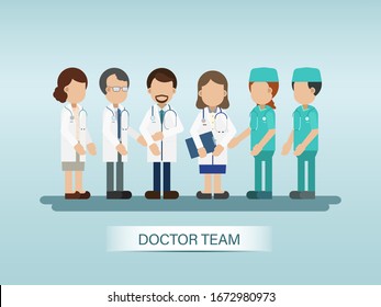 Set of doctor and surgeon characters, vector illustration