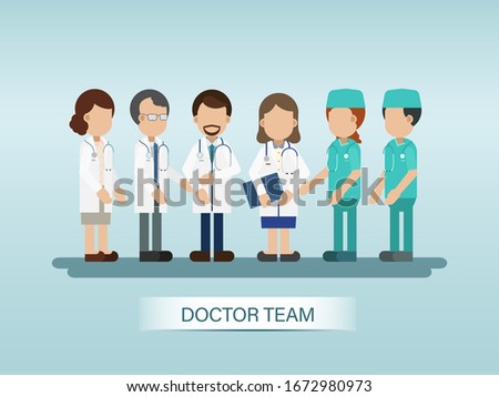 Set of doctor and surgeon characters, vector illustration