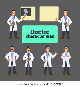 Set of doctor in various poses.The design of the character. Doctor and health concept - vector illustration.