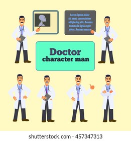 Set of doctor in various poses.The design of the character. Doctor and health concept - vector illustration.
