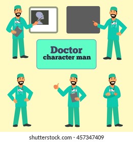 Set of doctor in various poses.The design of the character. Doctor and health concept - vector illustration.