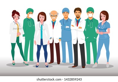 Set of doctors characters. Medical team concept.