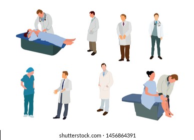 	
Set of doctors characters. Medical team flat illustration - Vector