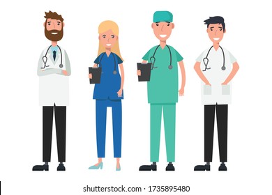 Set of doctors characters. Medical team vector illustration