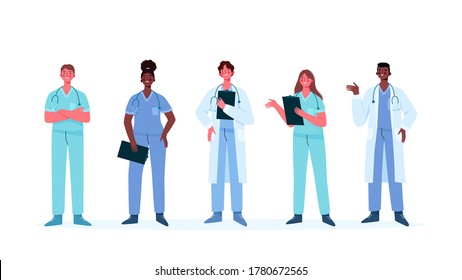 Set Doctors Characters Medical Team Concept Stock Vector (Royalty Free ...