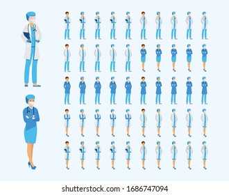 Set of doctors with different protection against the virus. The fight against coronovirus. Coronavirus (2019-nCoV). Virus Covid 19-NCP.