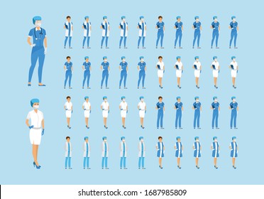 Set of doctors with different protection against the virus. The fight against coronovirus. Coronavirus (2019-nCoV). Virus Covid 19-NCP.