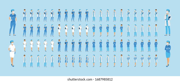 Set of doctors with different protection against the virus. The fight against coronovirus. Coronavirus (2019-nCoV). Virus Covid 19-NCP.