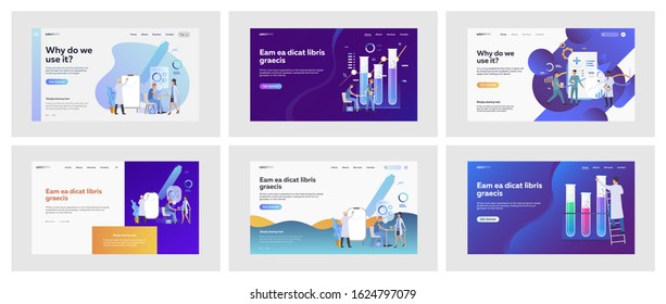 Set of doctors during work process. Flat vector illustrations of men and women in doctor uniform working in medicine. Medicine and profession concept for banner, website design or landing web page