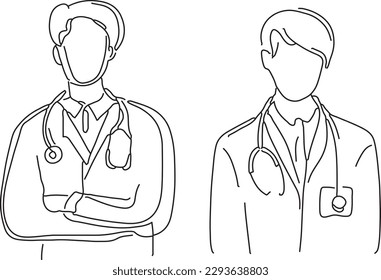 Set of Doctors line Art Vector 