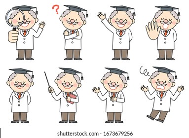 Set of doctors in various poses and facial expressions
