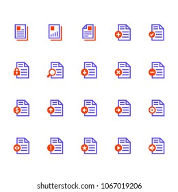 Set of Document Color Vector Line Icons.