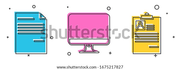 Set Document Computer Monitor Screen Clipboard Stock Vector (Royalty ...