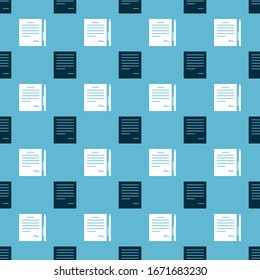 Set Document and Contract with pen on seamless pattern. Vector