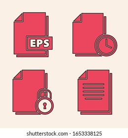 Set Document, EPS file document, Document with clock and Document and lock icon. Vector