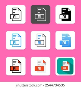 Set document file design icon. extension, format, files type. can be used for website, ui and mobile app.