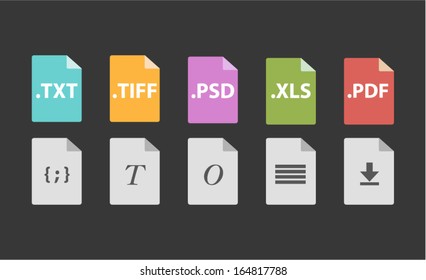 Set of Document File Formats in flat style