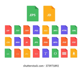 Set of Document File Formats in flat style