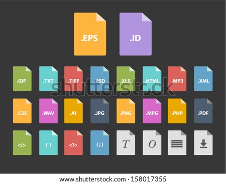 Set of Document File Formats in flat style