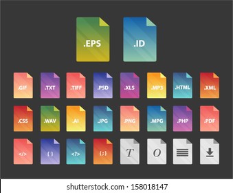 Set of Document File Formats in gradient 