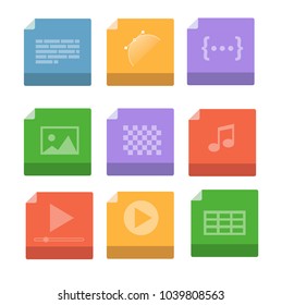 Set of Document File Formats and Labels icons