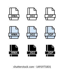 Set of Document File Formats and Labels icons. Vector illustration.