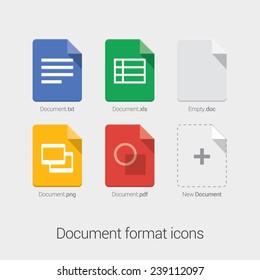 Set of Document File Formats and Labels icons