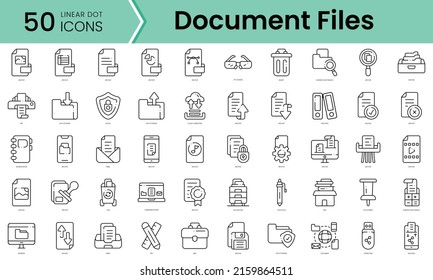 Set of document files icons. Line art style icons bundle. vector illustration