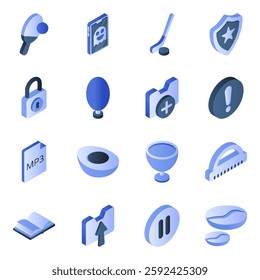 Set of Document Flat Isometric Icons

