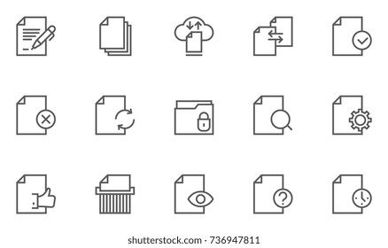 Set Of Document Flow Management Vector Line Icons. 48x48 Pixel Perfect.