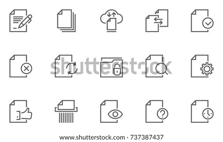 Set of Document Flow Management Vector Line Icons. 48x48 Pixel Perfect.