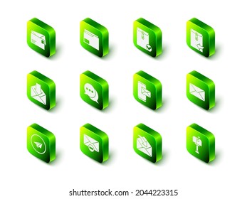 Set Document folder, Envelope and check mark, Mail box, Mobile envelope,  and Delete icon. Vector