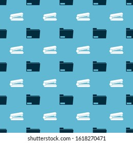Set Document folder and Office stapler on seamless pattern. Vector
