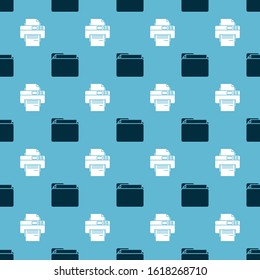 Set Document folder and Printer on seamless pattern. Vector