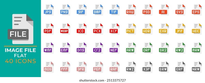 Definir o formato do documento imagem ícones simples. jpg, pdf, psd, eps, formato de extensão arquivo tipo símbolo ícone. ilustração vetorial.