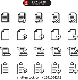 set of document icon line, editable stroke