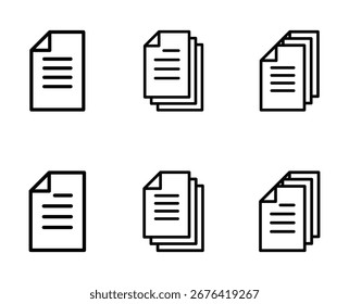 Set of Document icon symbol vector on white background