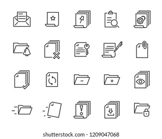 set of document icons, such as files, checkmark, find, search, paper