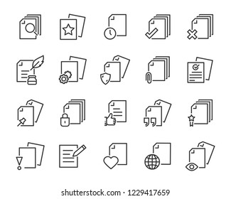 set of document icons, such as files, checkmark, find, search, paper