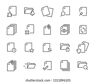 set of document icons, such as files, checkmark, find, search, paper
