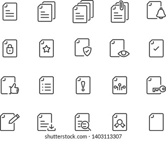 set of document icons, such as paper, information, office, folder, page