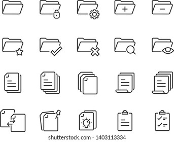 set of document icons, such as paper, information, office, folder, page