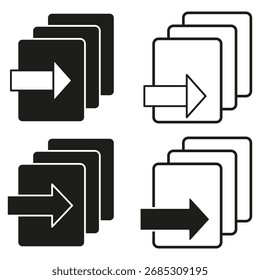 Conjunto de iconos de documento. Transferir símbolos de archivos. Moderno Vector de intercambio de datos. Gráfico de flujo de trabajo empresarial. EPS 10.
