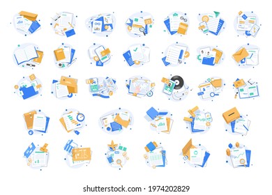 set of document icons,Paper iconFolder icons set,flat design icon vector illustration