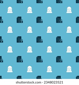 Set Document and lock and Flasher siren on seamless pattern. Vector