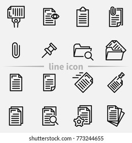 Set of document management vector thin line icons.