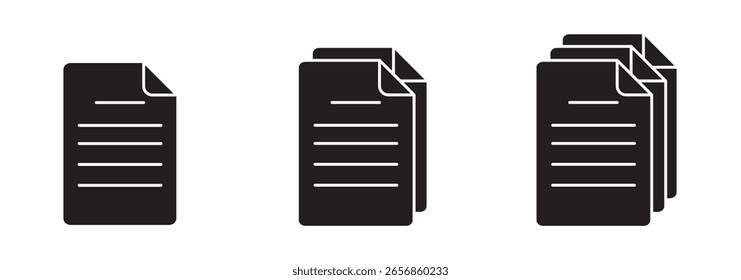 Set of document related line icons. File, page, form, report, search, list etc. Editable stroke. Vector illustration. Eps 10