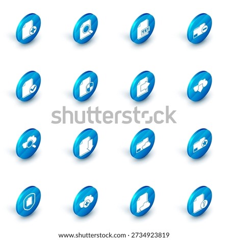 Set Document with search, TXT file document, folder minus, and check mark, Search cloud computing, protection concept, Cloud download and Next page arrow icon. Vector