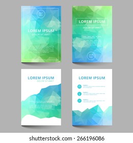 Set of document templates with abstract geometrical triangles
