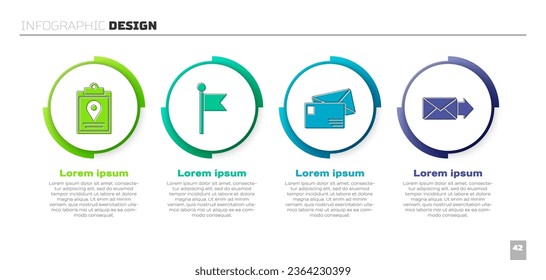 Set Document tracking marker system, Location marker, Envelope and Envelope. Business infographic template. Vector